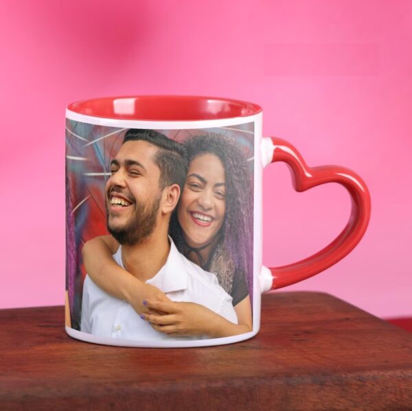 কাস্টমাইজড ফটো লাভ হ্যান্ডেল মগ - Customized photo love handle mug